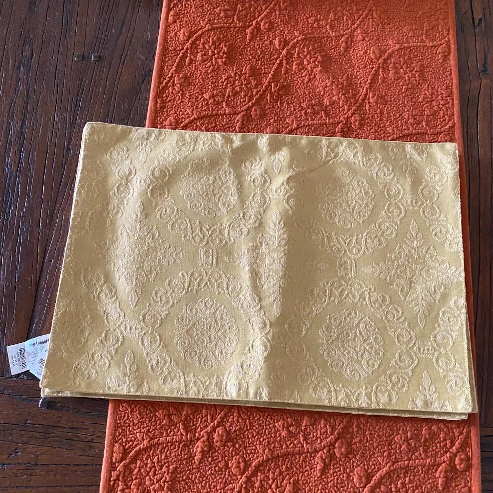 Pier 1 Imports Gold Jacquard Placemats – Set of 4 - Perfect for the Holidays